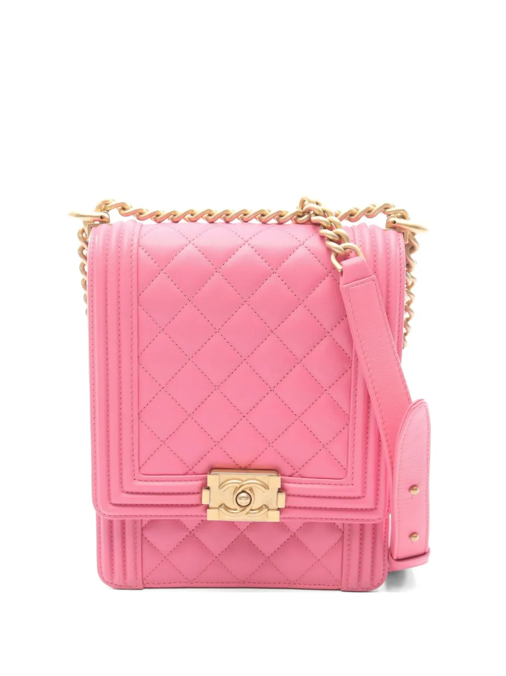 CHANEL Pre-Owned 2018-2019 Boy Chanel matelassé shoulder bag - Pink