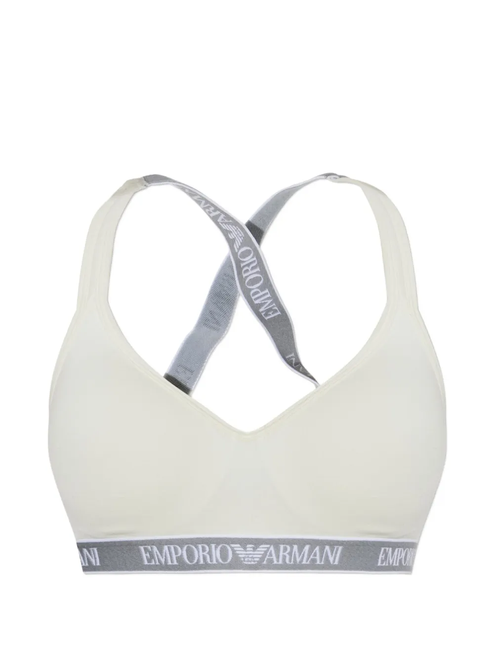 Emporio Armani logo-tape crossover bras - Bianco