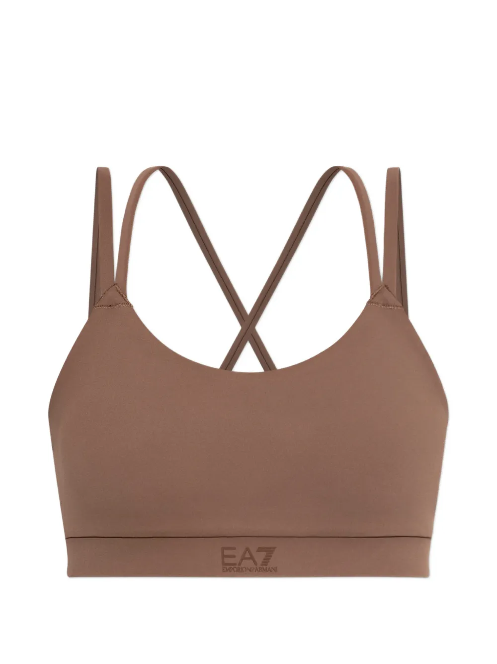 Ea7 Emporio Armani criss-cross back twist-detail sport bra - Marrone