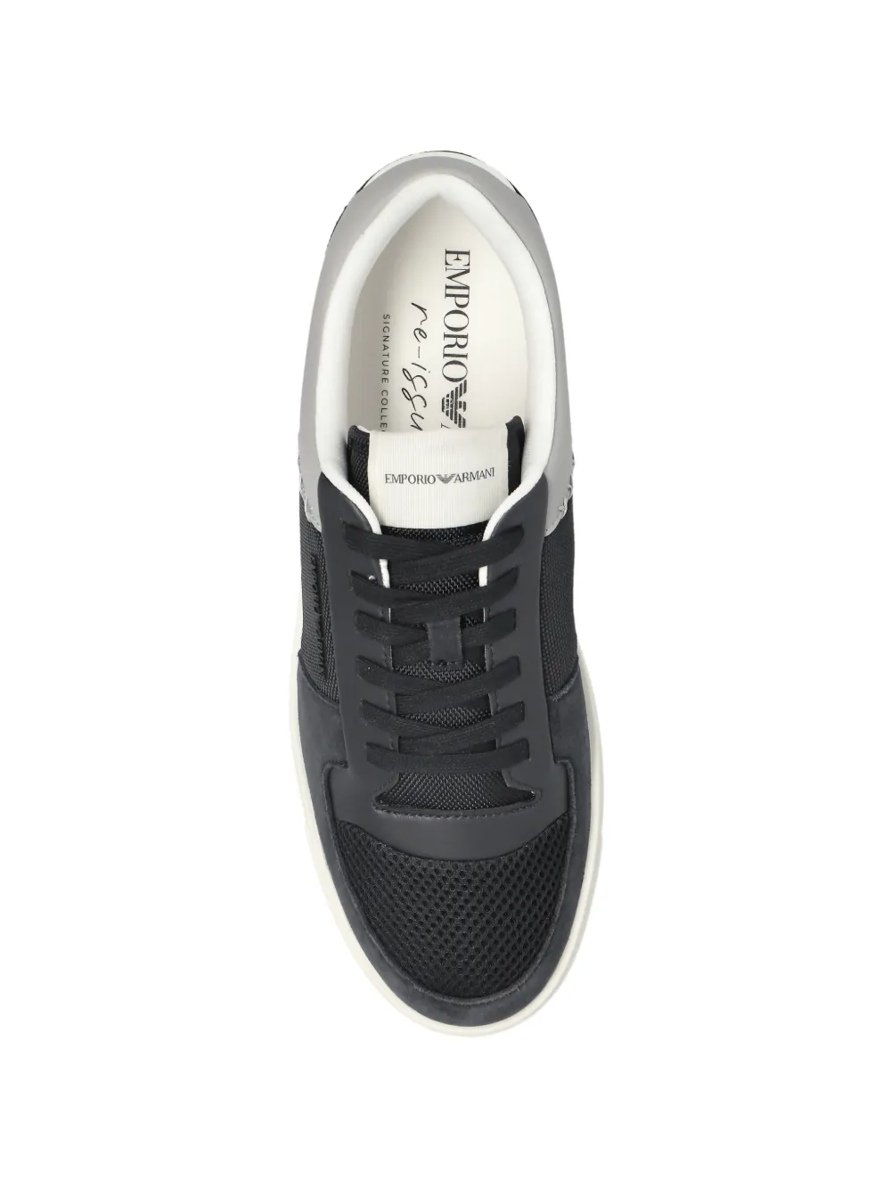 Emporio Armani mesh-panelled cross-stitch sneakers Zwart