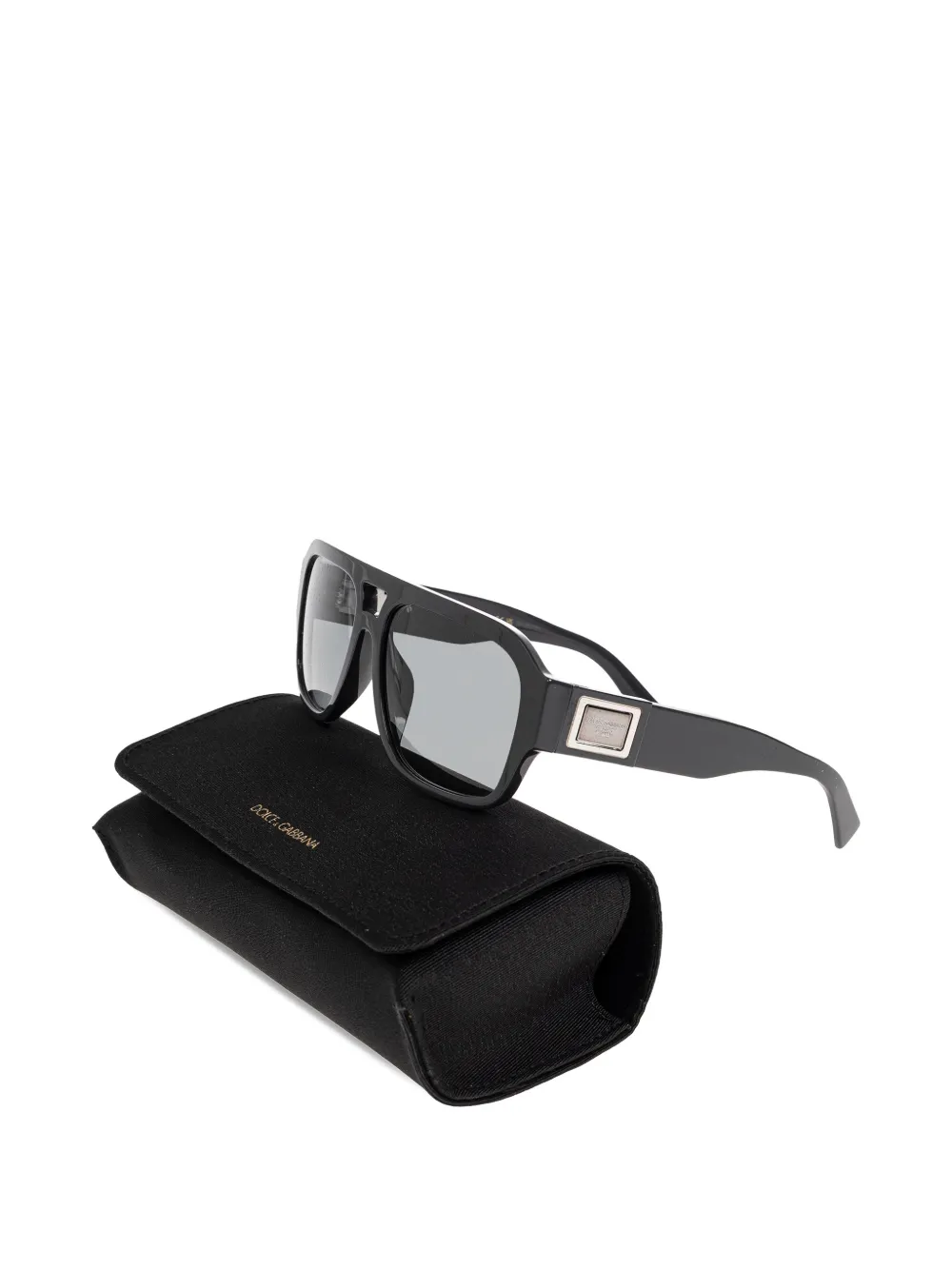 Dolce & Gabbana Eyewear DNA zonnebril met piloten montuur en logo-plakkaat Zwart