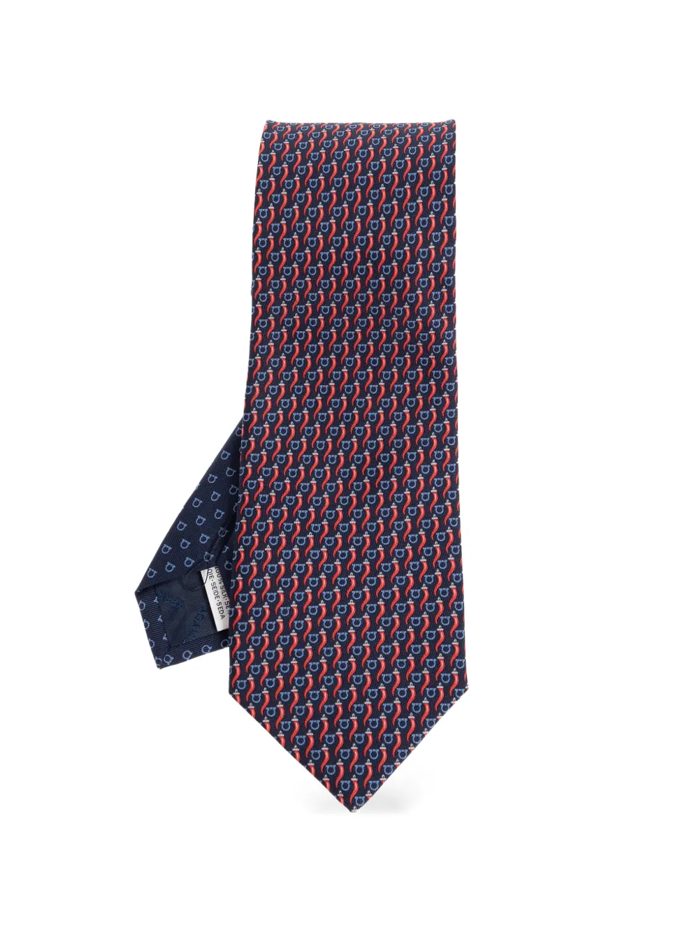 Ferragamo Gancini chilli-print tie - Blu