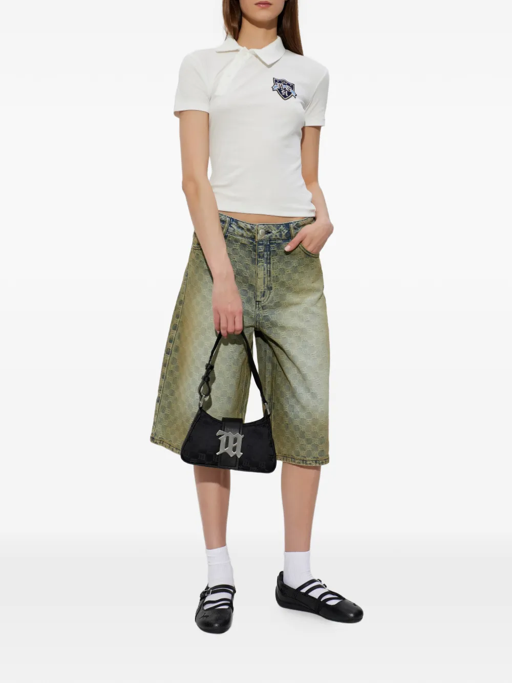 MISBHV Asymmetrisch poloshirt met logopatch Wit