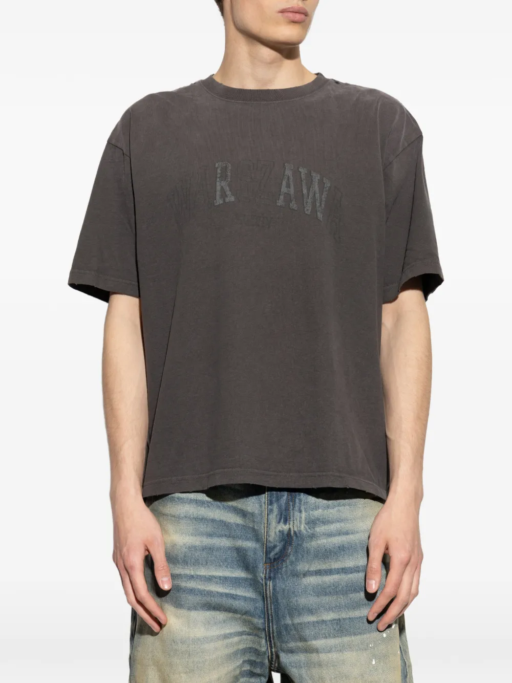 MISBHV Gerafeld T-shirt met logoprint Grijs