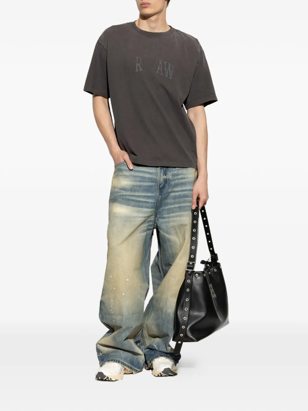 MISBHV Gerafeld T-shirt met logoprint Grijs