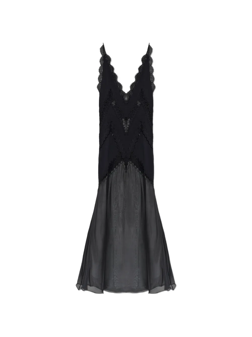 TOM FORD lace-trimmed sheer-panel dress - Nero