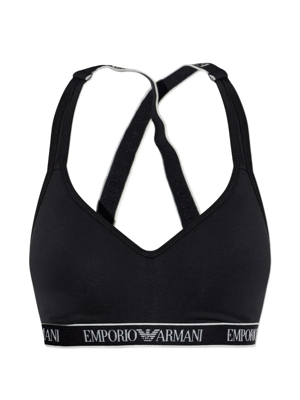 Emporio Armani logo-tape cross-back bras - Nero