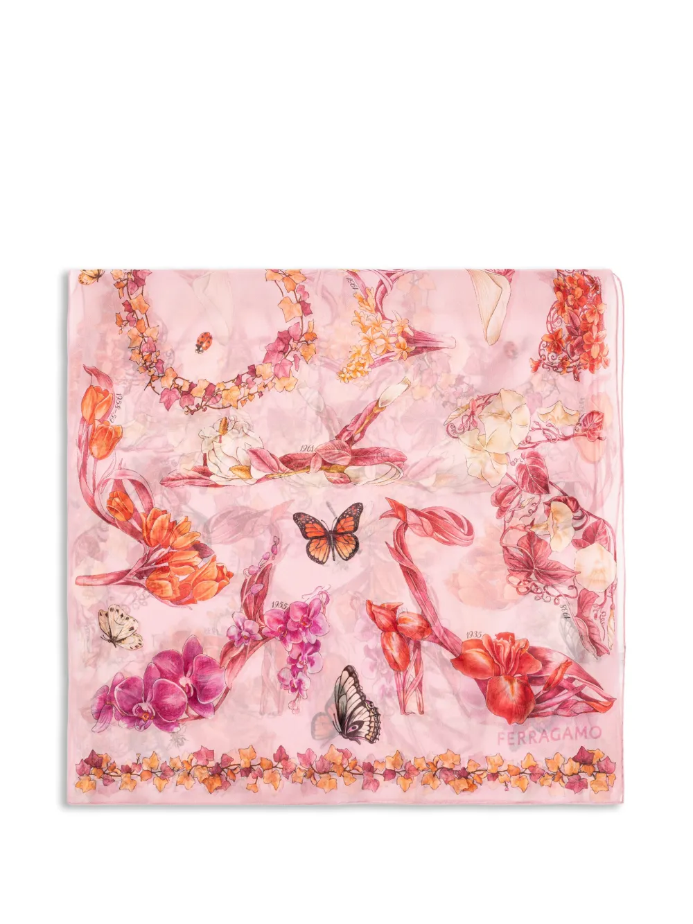 Ferragamo floral-print silk scarf - Rosa