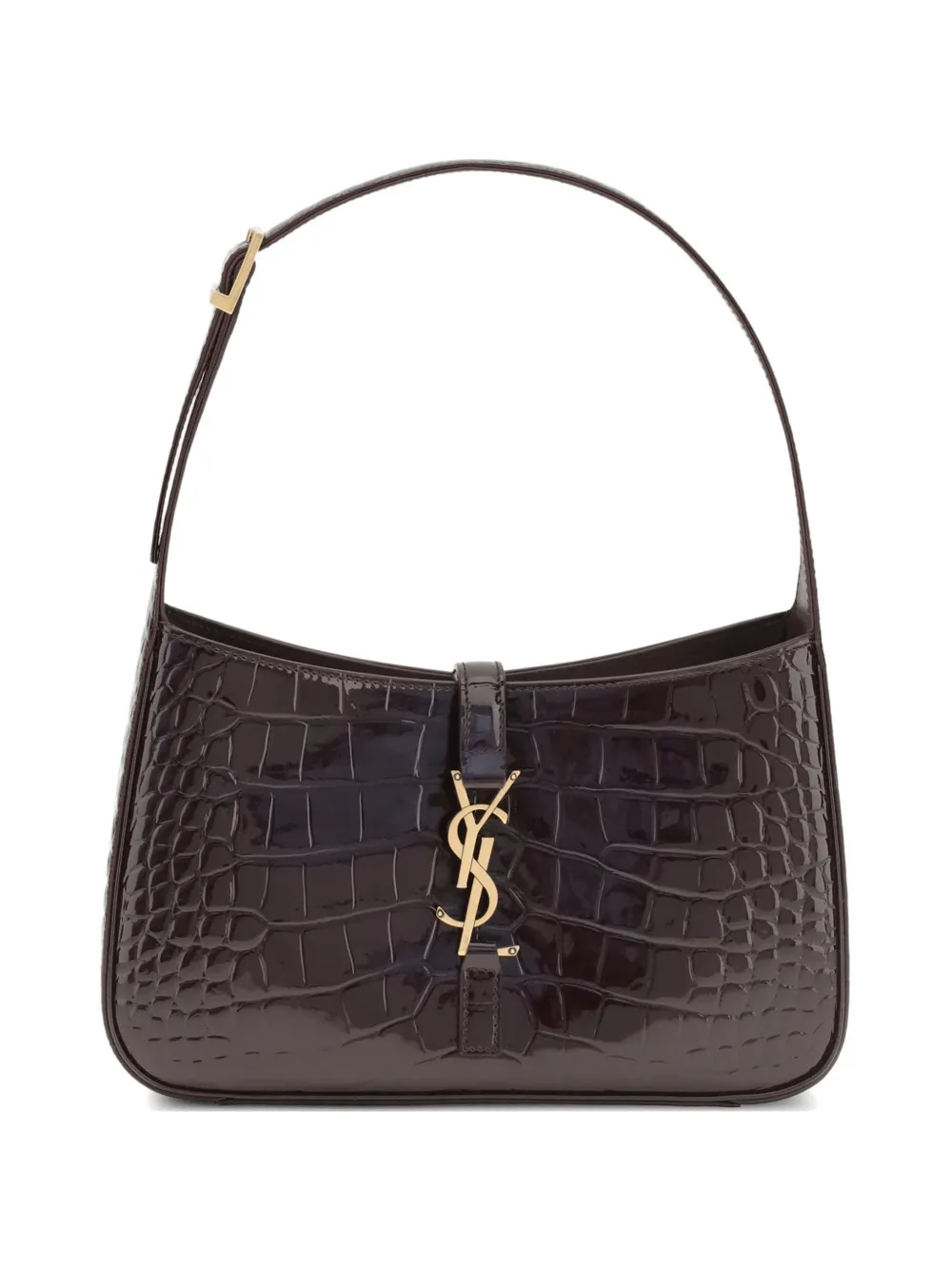 Saint Laurent Le 5 à 7 crocodile-effect shoulder bag - Braun