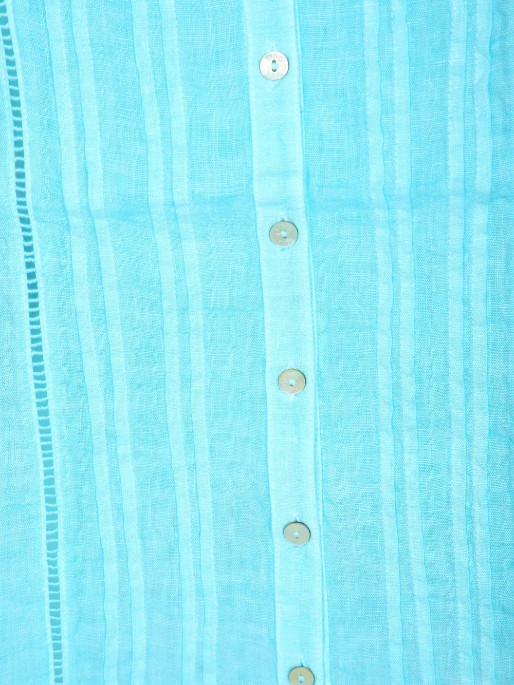 120% Lino Mouwloze top met gesmockt detail Blauw