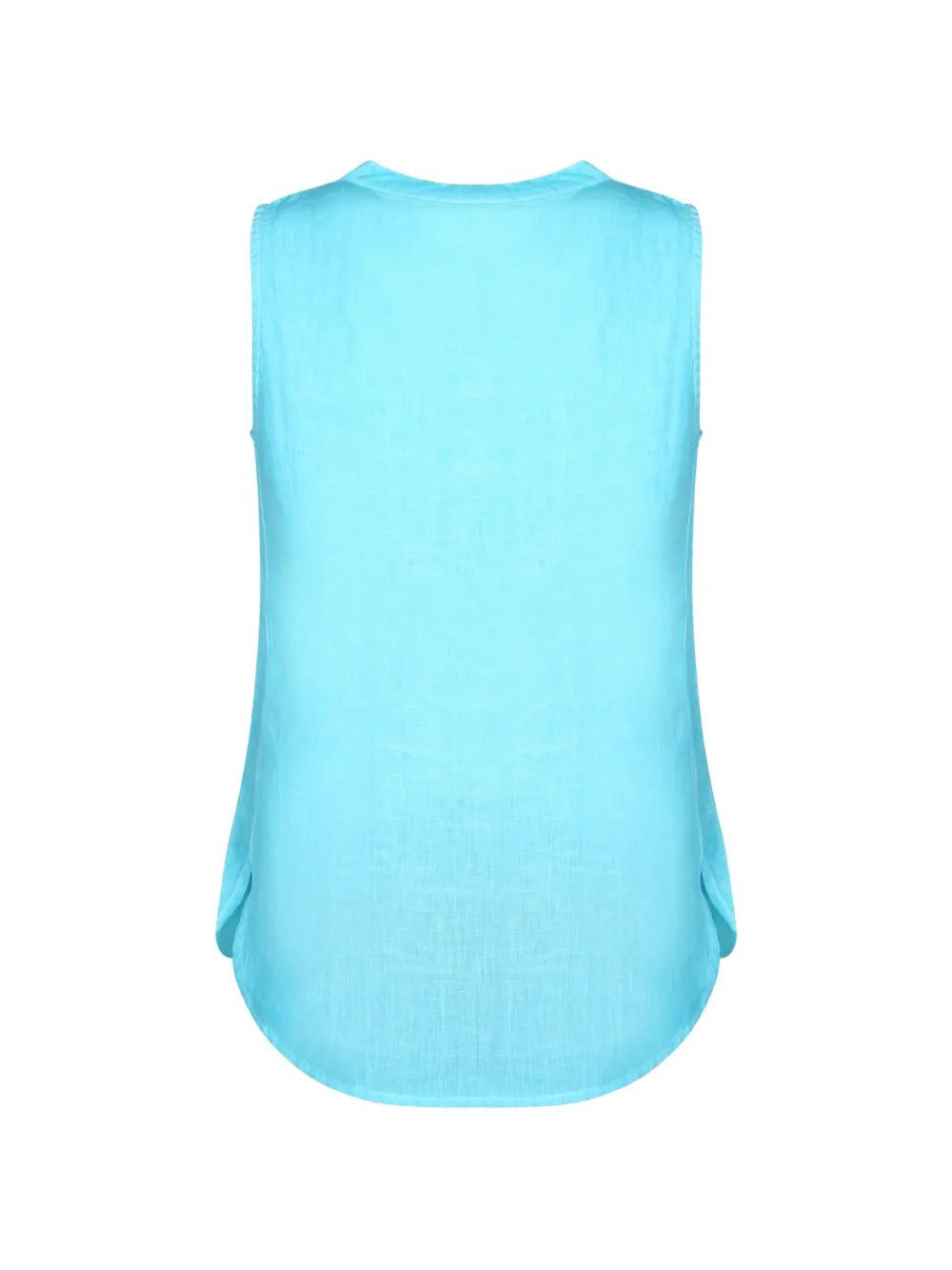 120% Lino Mouwloze top met gesmockt detail Blauw