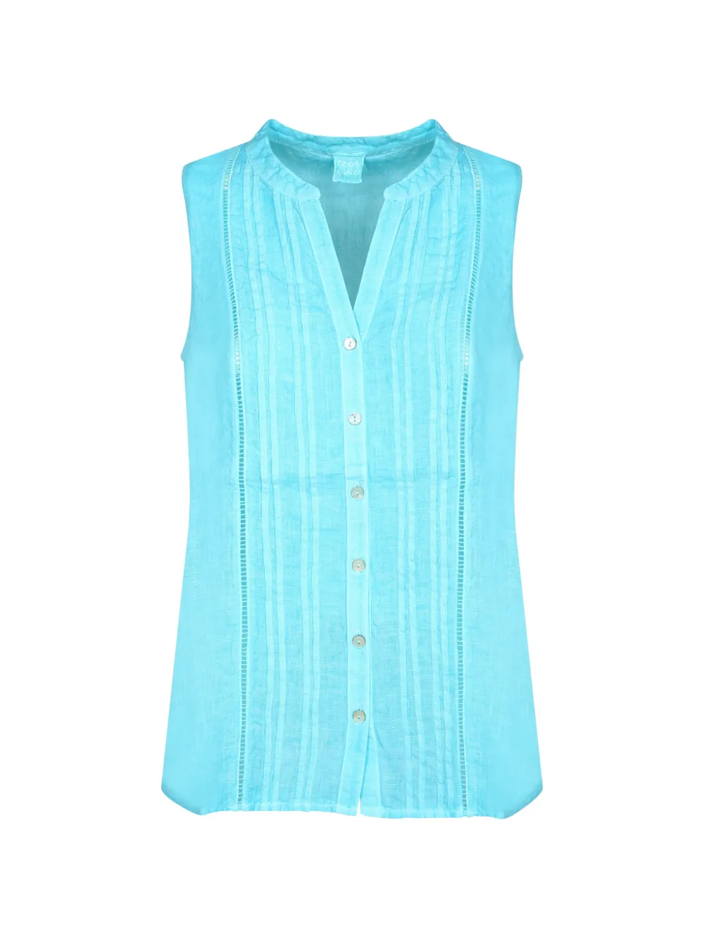 120% Lino pintuck-detail sleeveless top - Blu