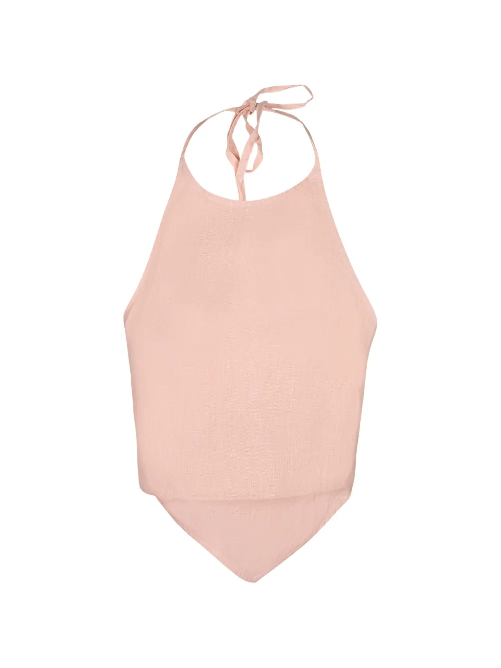 120% Lino halterneck handkerchief-hem top - Rosa
