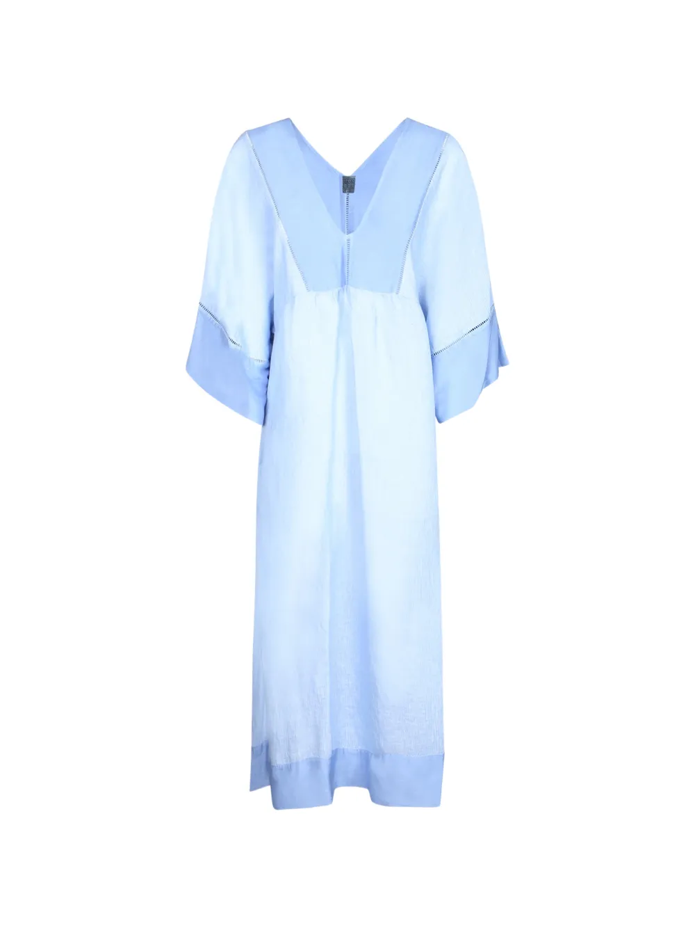 120% Lino faggoting-trimmed panelled midi dress - Blue