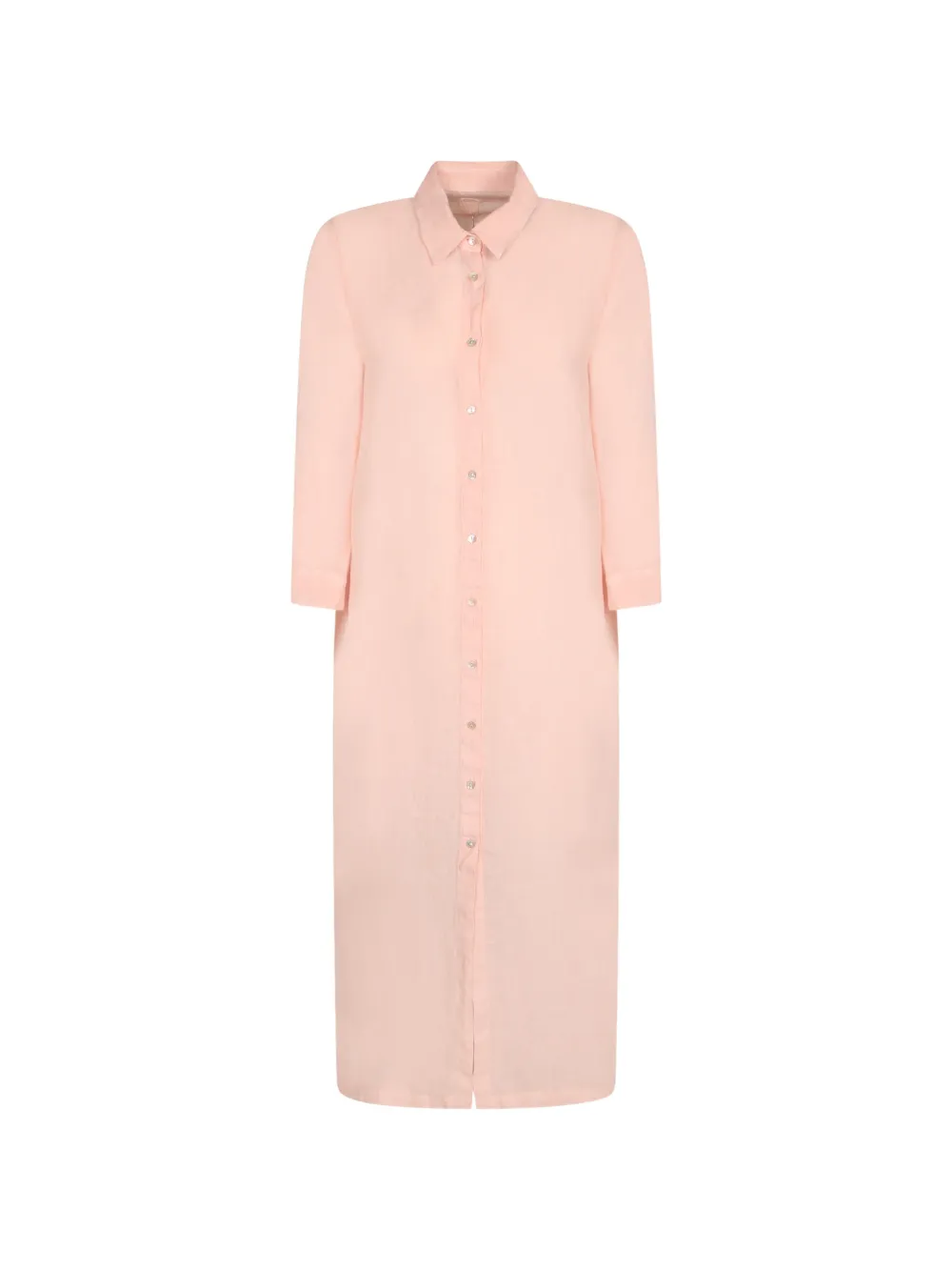 120% Lino long-sleeve shirt midi dress - Pink