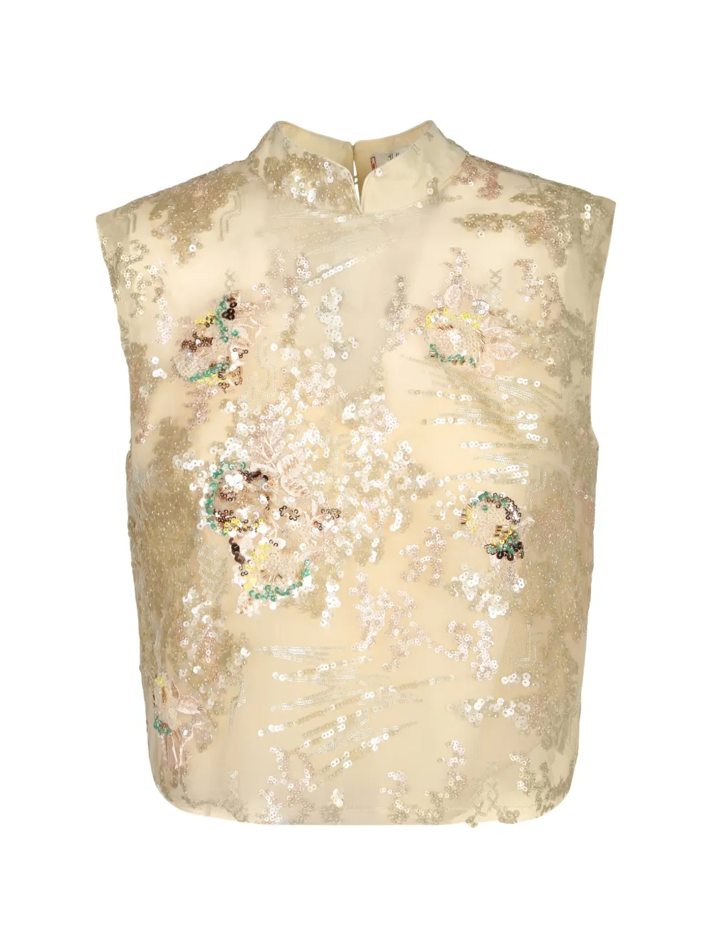 Hui Hui sequin-embellished floral-embroidered top - Toni neutri