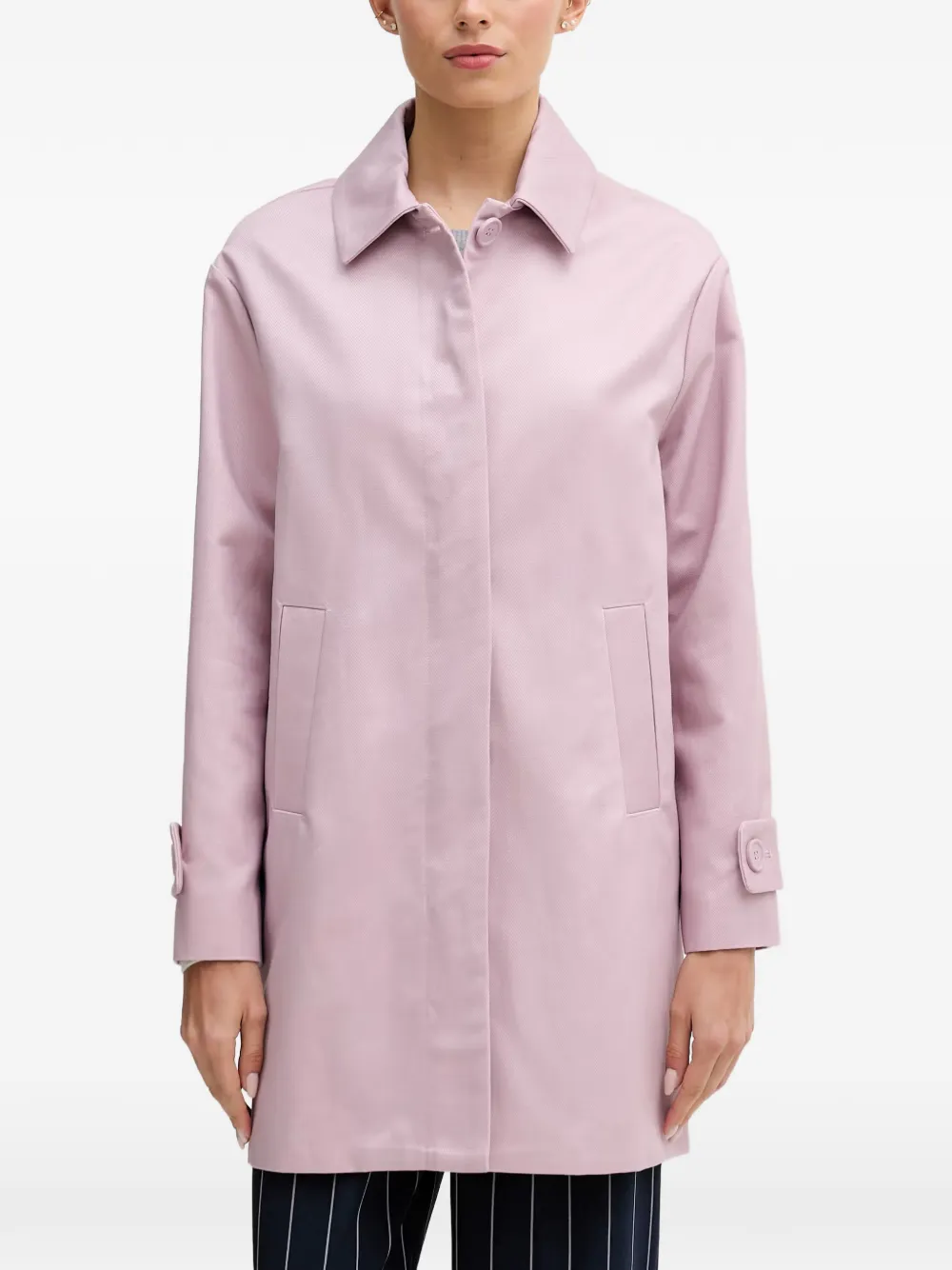 Benetton button-fastening twill duster coat - Pink