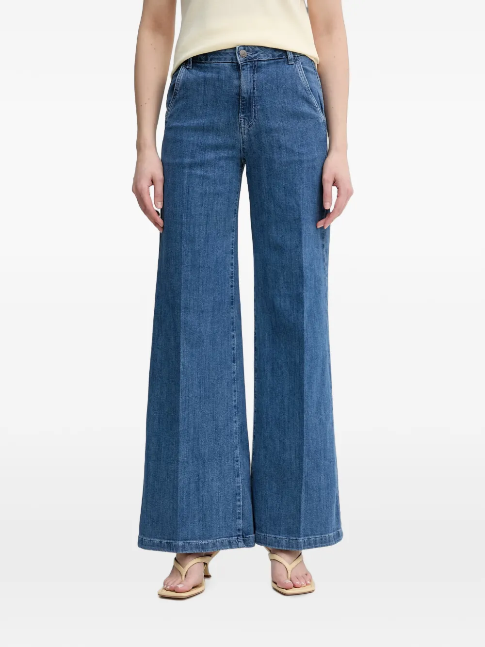 Benetton wide-leg pressed-crease jeans - Blu