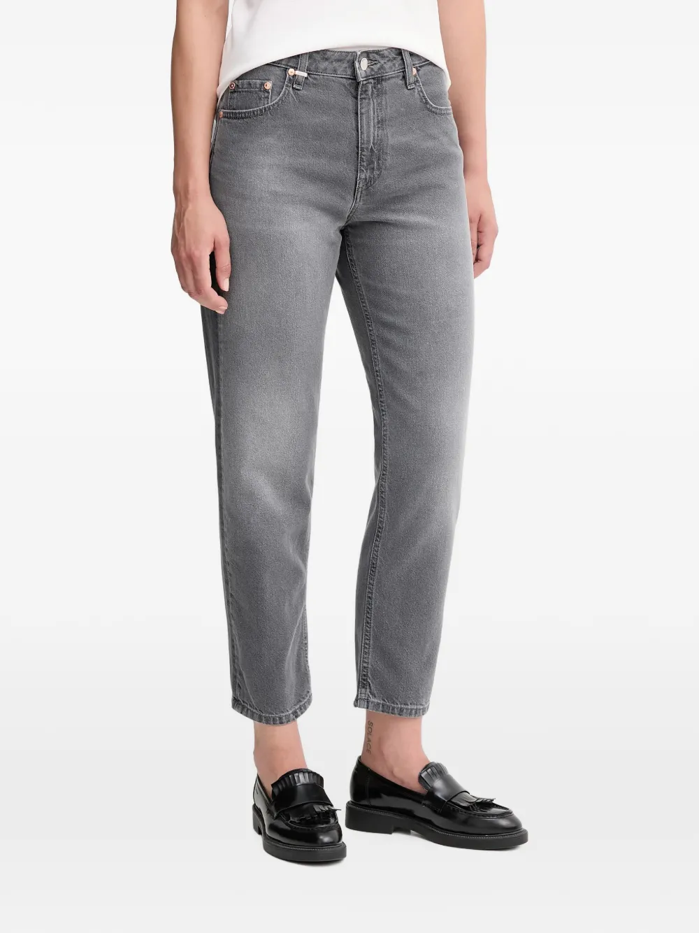 Benetton jean à taille haute délavé - Gris Benetton jean à taille haute délavé - Gris