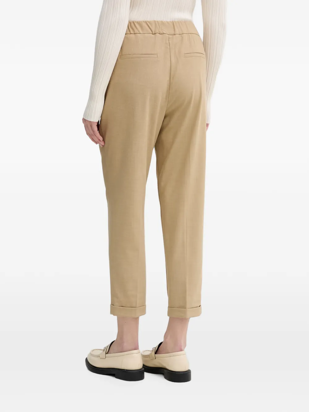 Benetton Geplooide broek met omgeslagen pijpen Beige