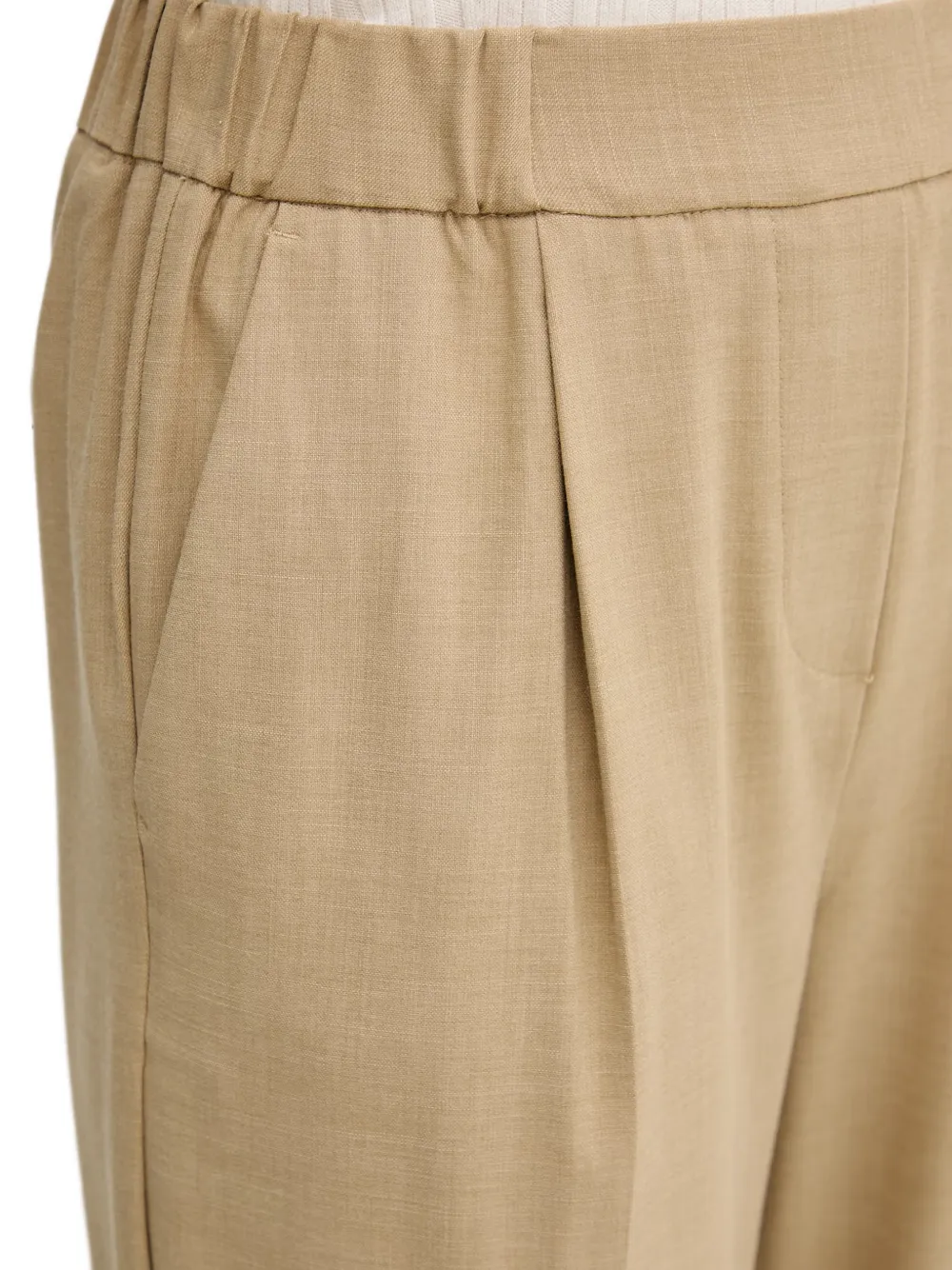 Benetton Geplooide broek met omgeslagen pijpen Beige
