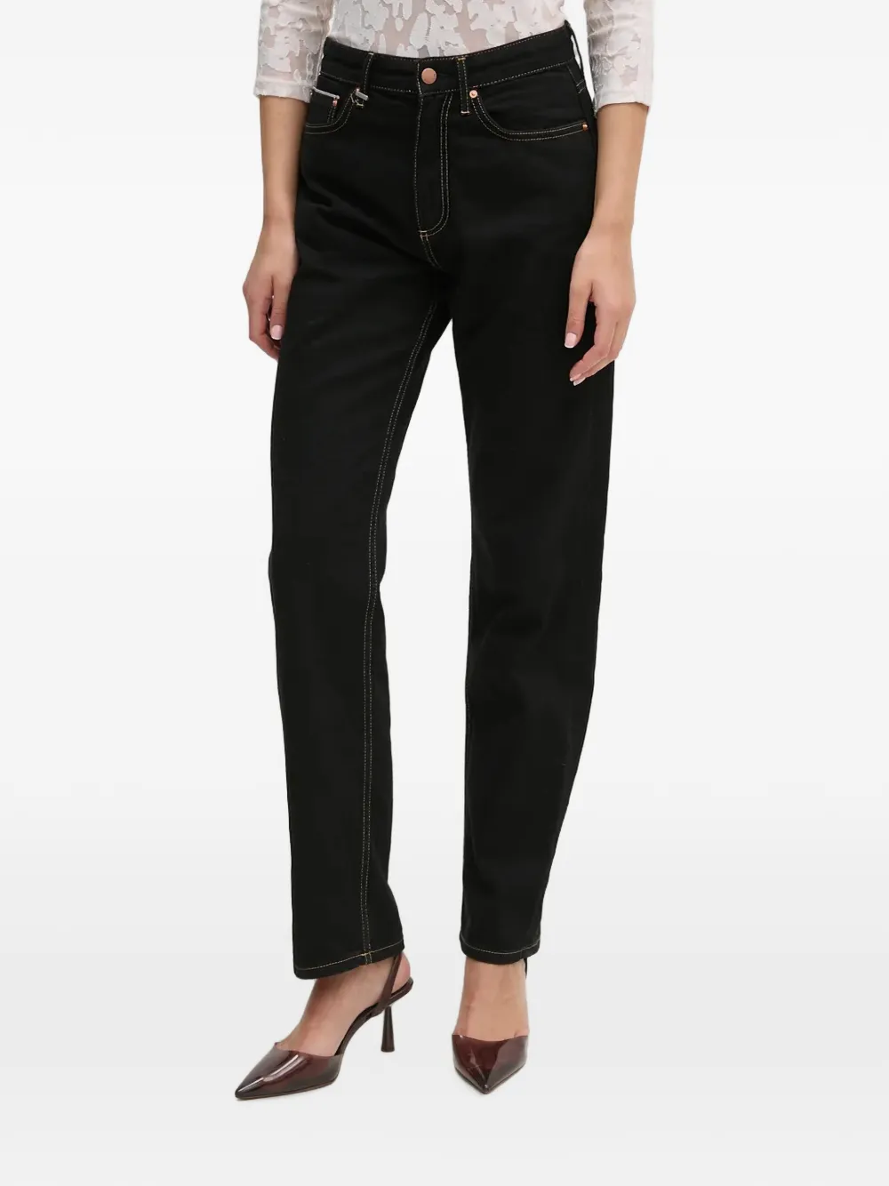 Benetton contrast-stitch straight-leg jeans - Schwarz