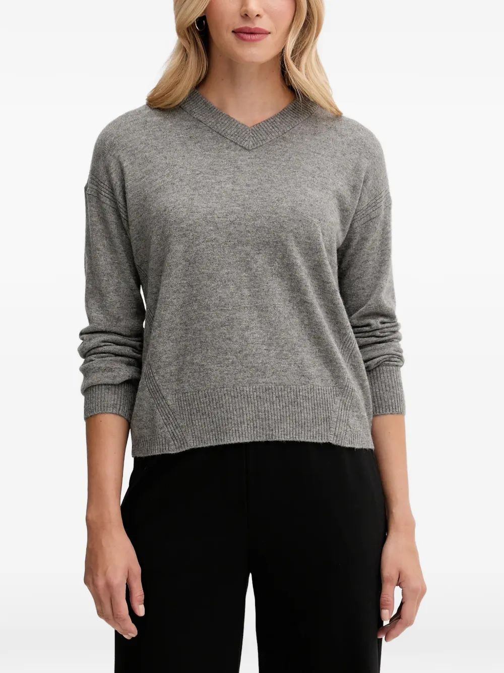 Benetton V-neck knitted sweater - Grigio