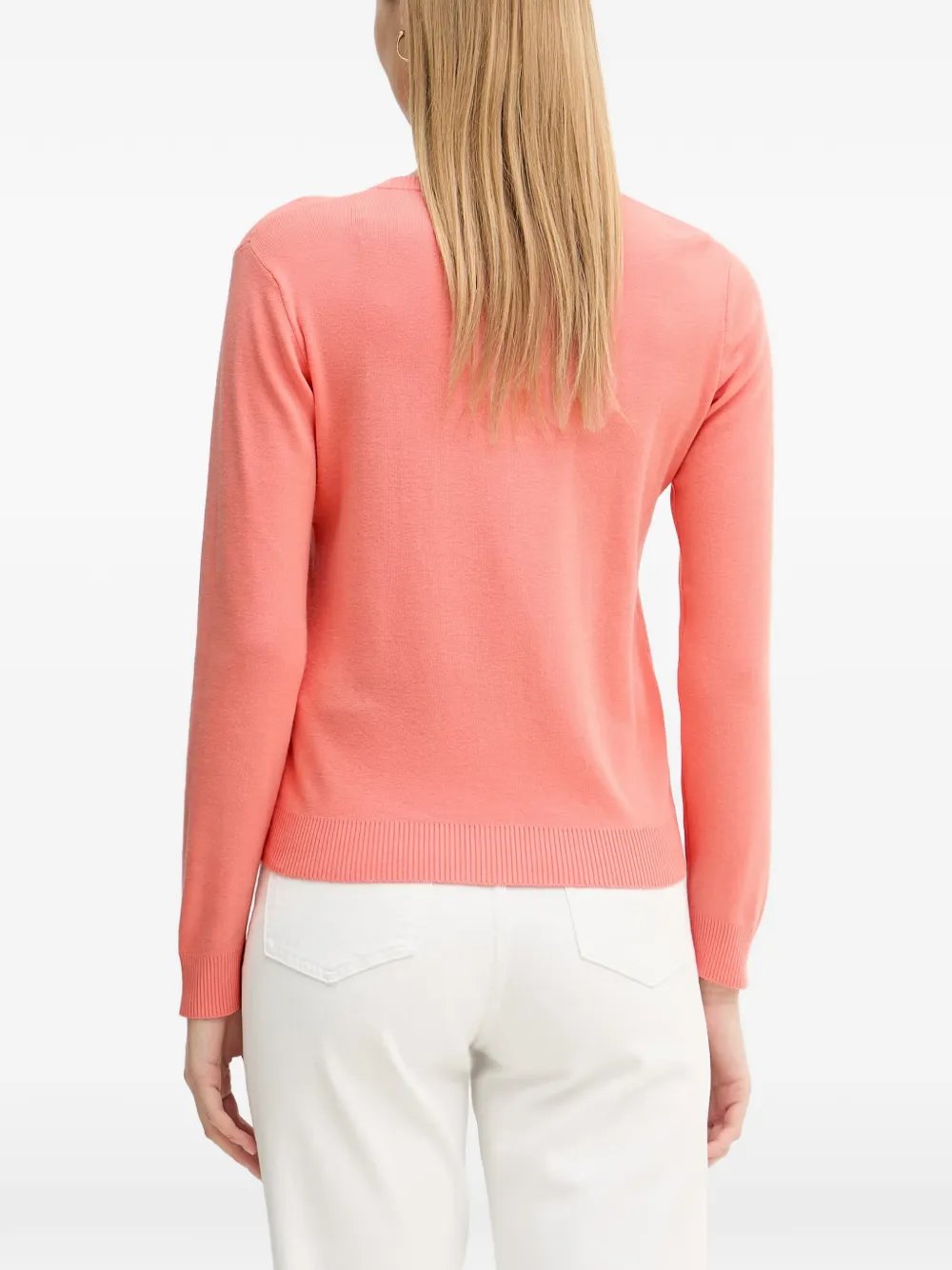 Benetton Vest met geribbelde afwerking en knopen Roze
