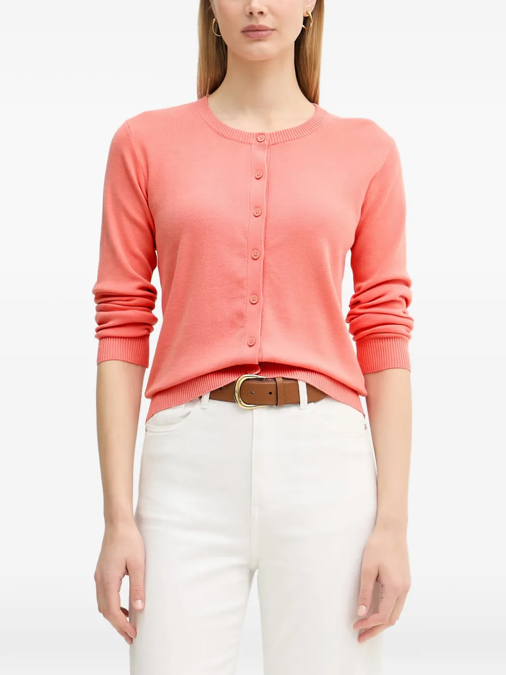 Benetton button-up rib-trimmed cardigan - Rosa