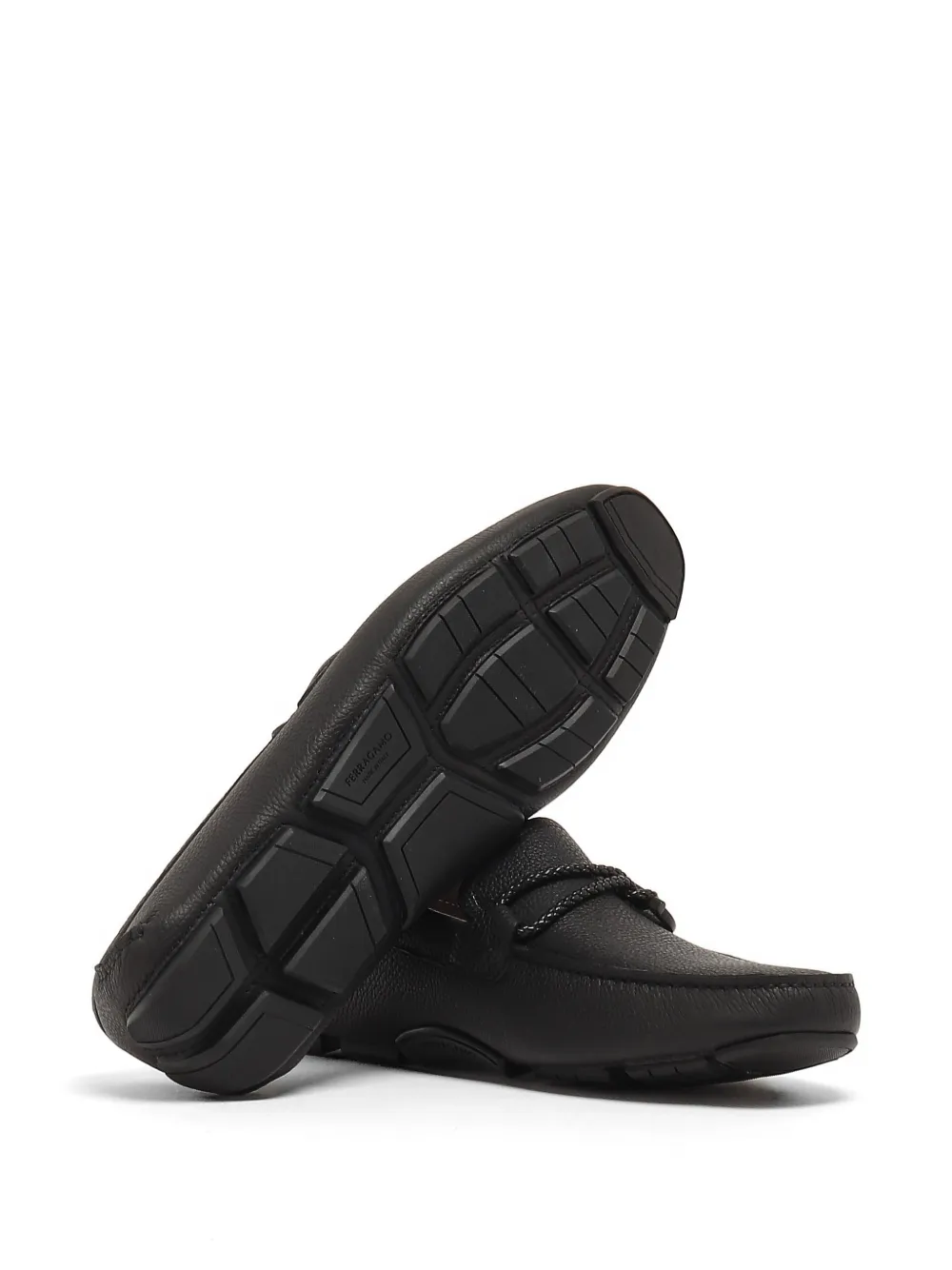 Ferragamo Gancini pebbled-leather loafers Zwart