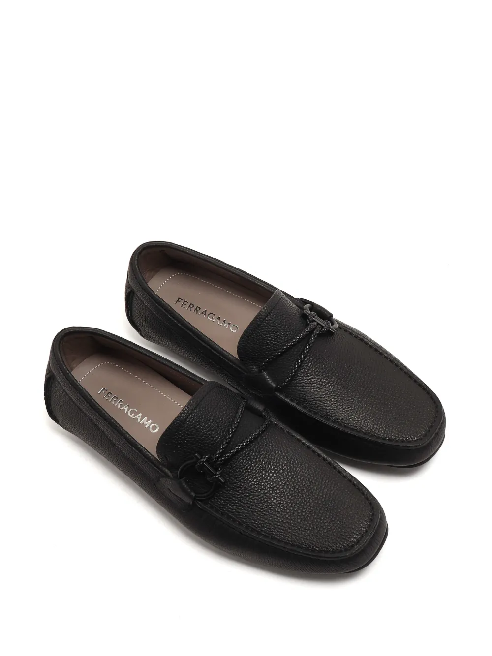 Ferragamo Gancini pebbled-leather loafers Zwart
