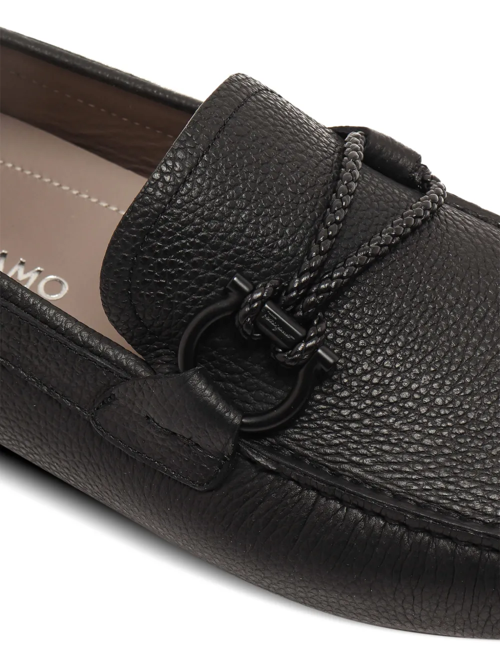 Ferragamo Gancini pebbled-leather loafers Zwart