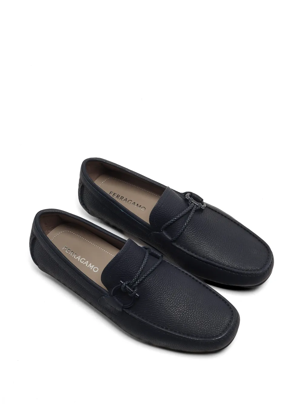 Ferragamo Gancini grained-leather loafers Blauw