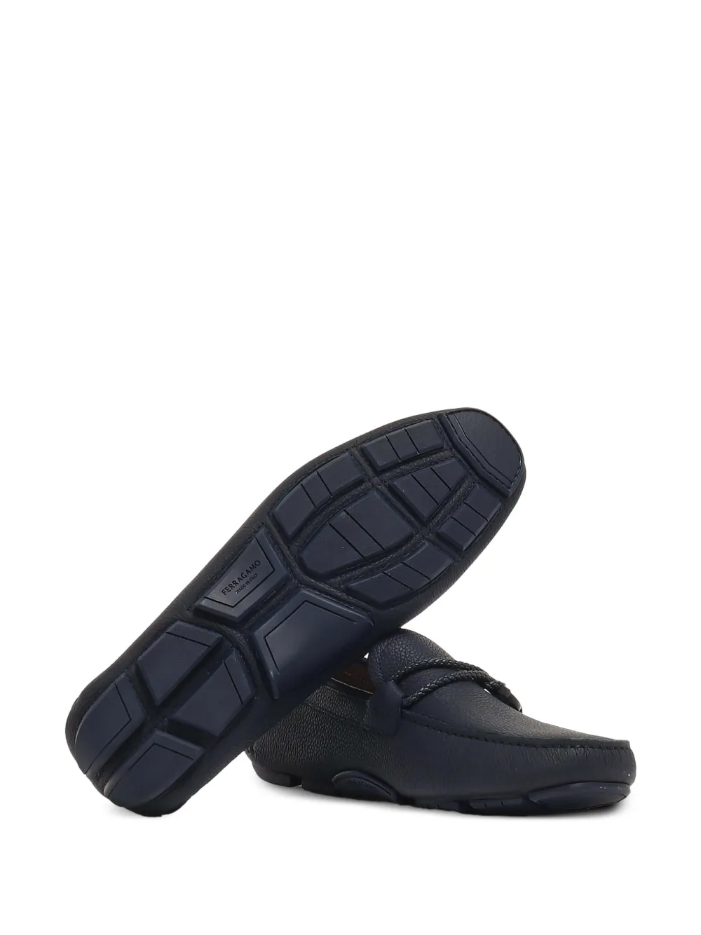 Ferragamo Gancini grained-leather loafers Blauw
