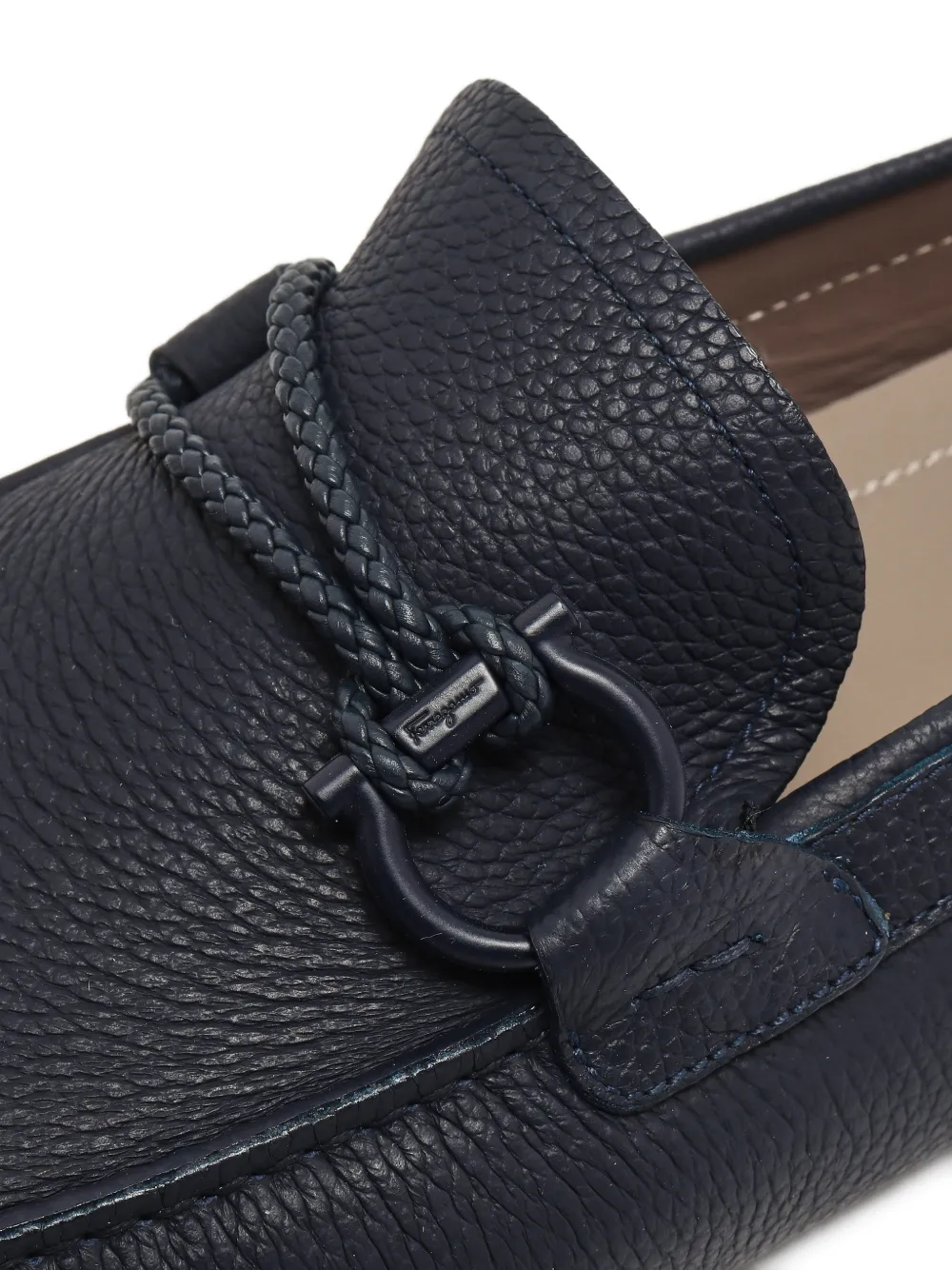 Ferragamo Gancini grained-leather loafers Blauw