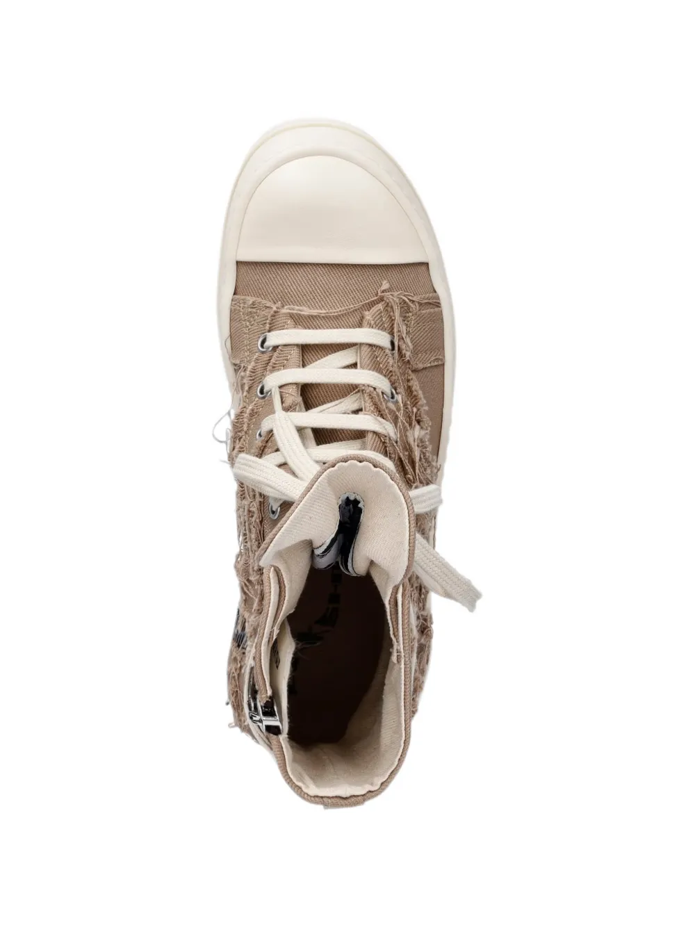 Rick Owens DRKSHDW distressed high-top sneakers Beige