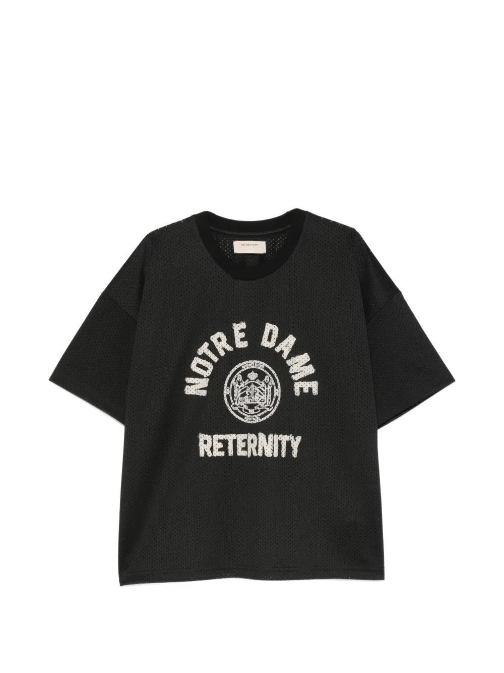 RETERNITY Notre Dame logo-print mesh T-shirt - Nero