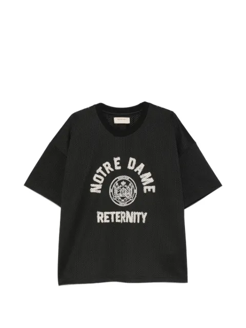 RETERNITY Notre Dame logo-print mesh T-shirt