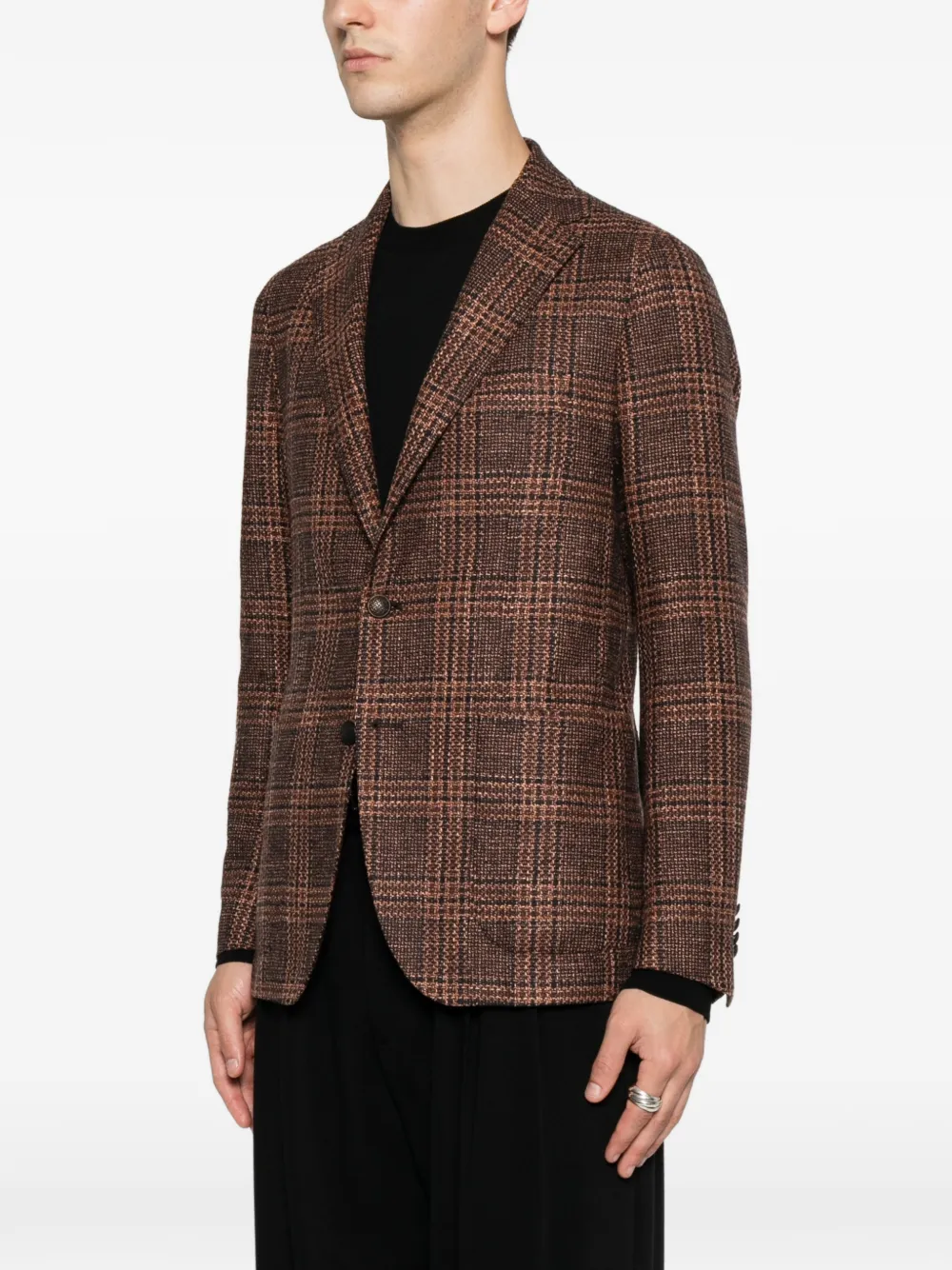 Tagliatore Geruite blazer met gekerfde revers Bruin