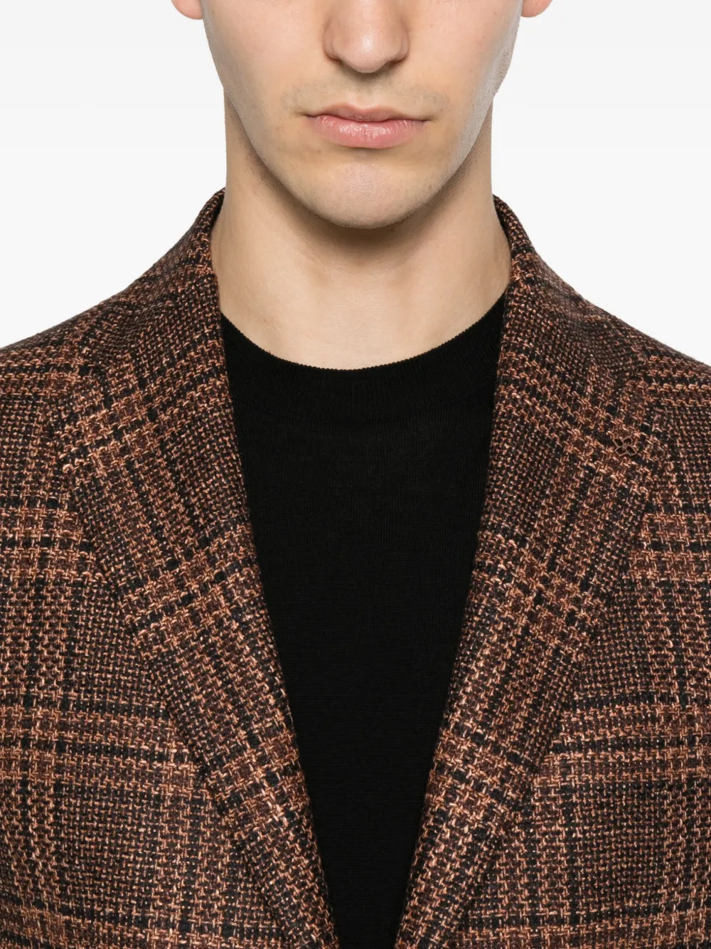 Tagliatore Geruite blazer met gekerfde revers Bruin