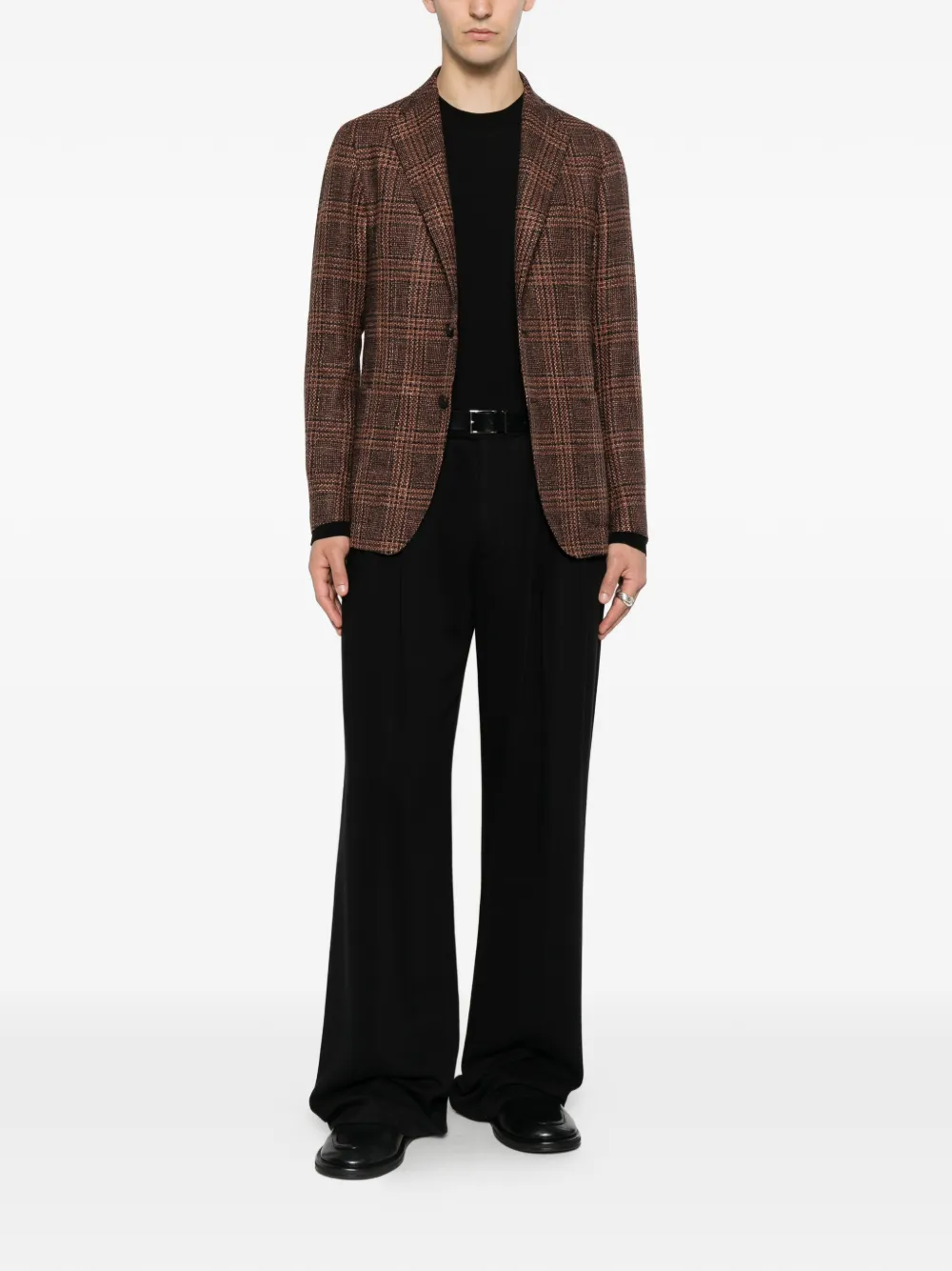 Tagliatore Geruite blazer met gekerfde revers Bruin