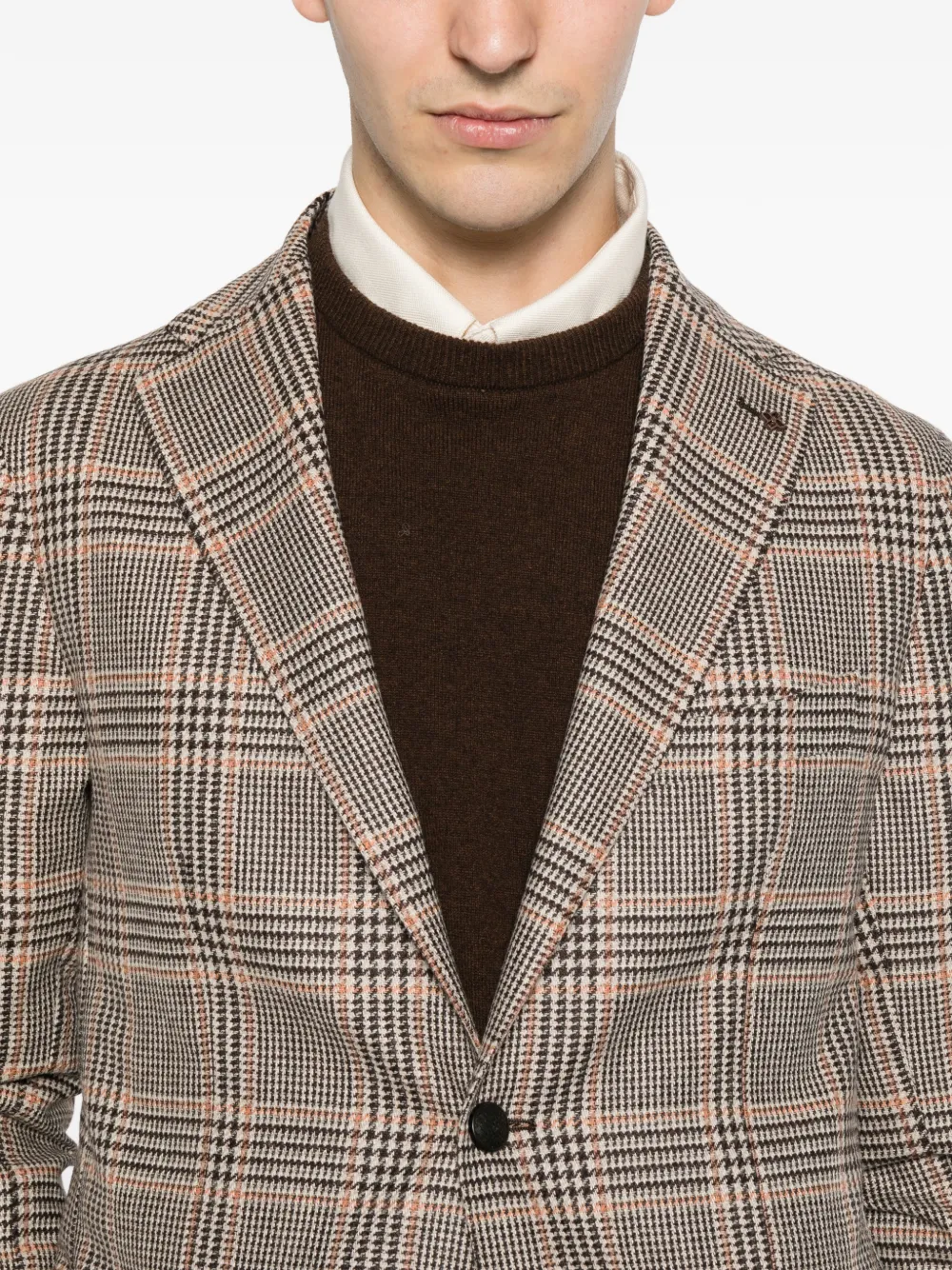 Tagliatore Geruite blazer met gekerfde revers Bruin