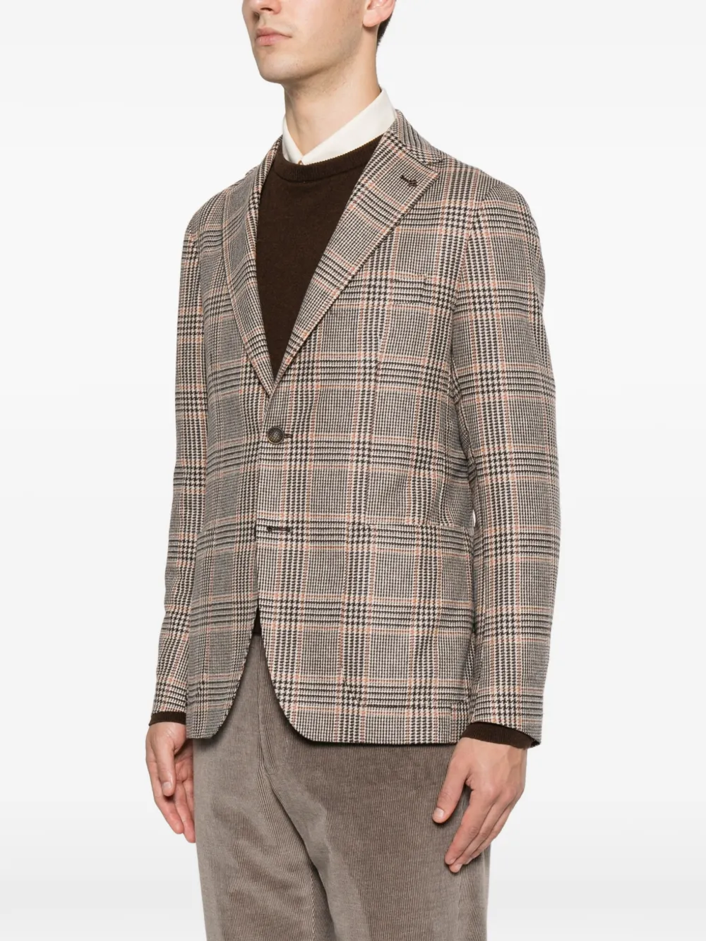 Tagliatore Geruite blazer met gekerfde revers Bruin