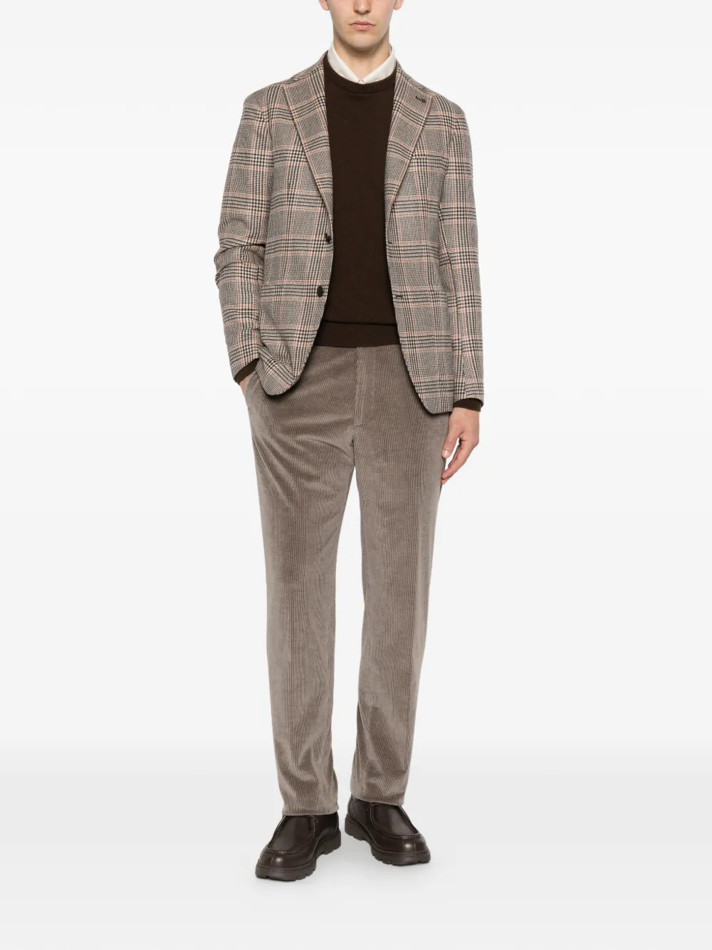 Tagliatore Geruite blazer met gekerfde revers Bruin
