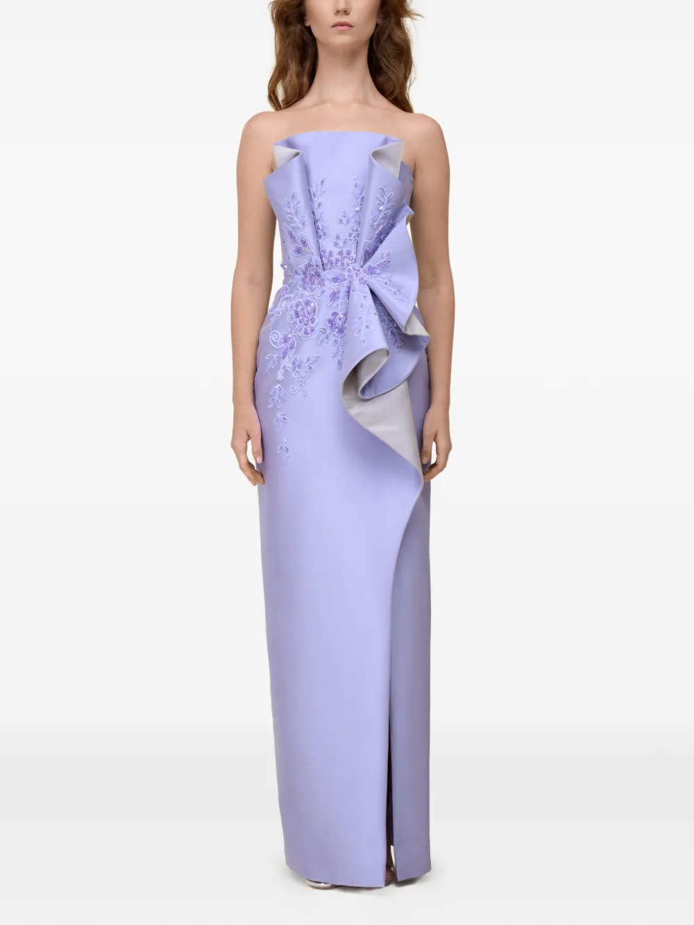 Rami Al Ali Strapless maxi-jurk met borduurwerk Paars