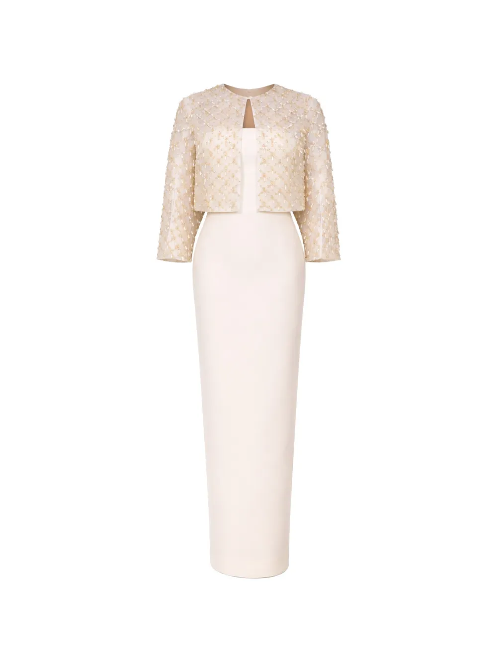 Rami Al Ali embellished overlay-top tubino maxi gown - Toni neutri