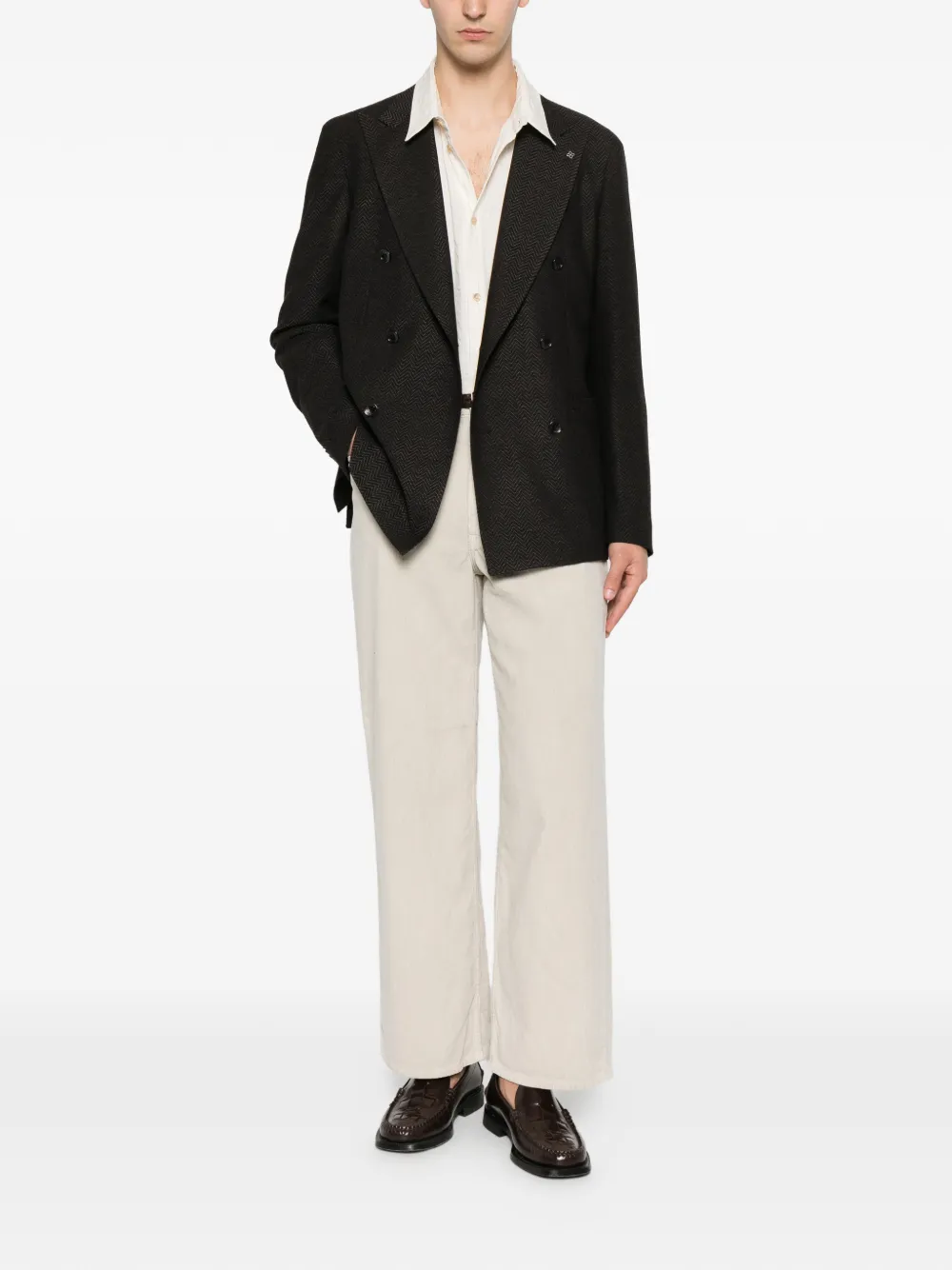 Tagliatore Blazer met visgraatpatroon Bruin