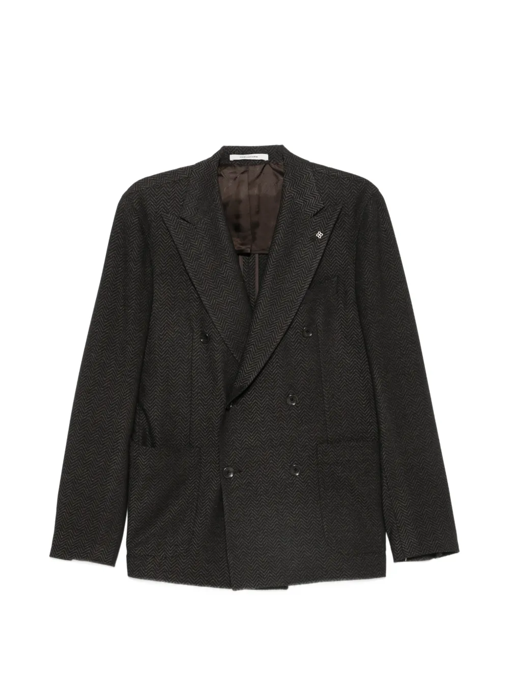 Tagliatore herringbone-pattern double-breasted blazer - Marrone