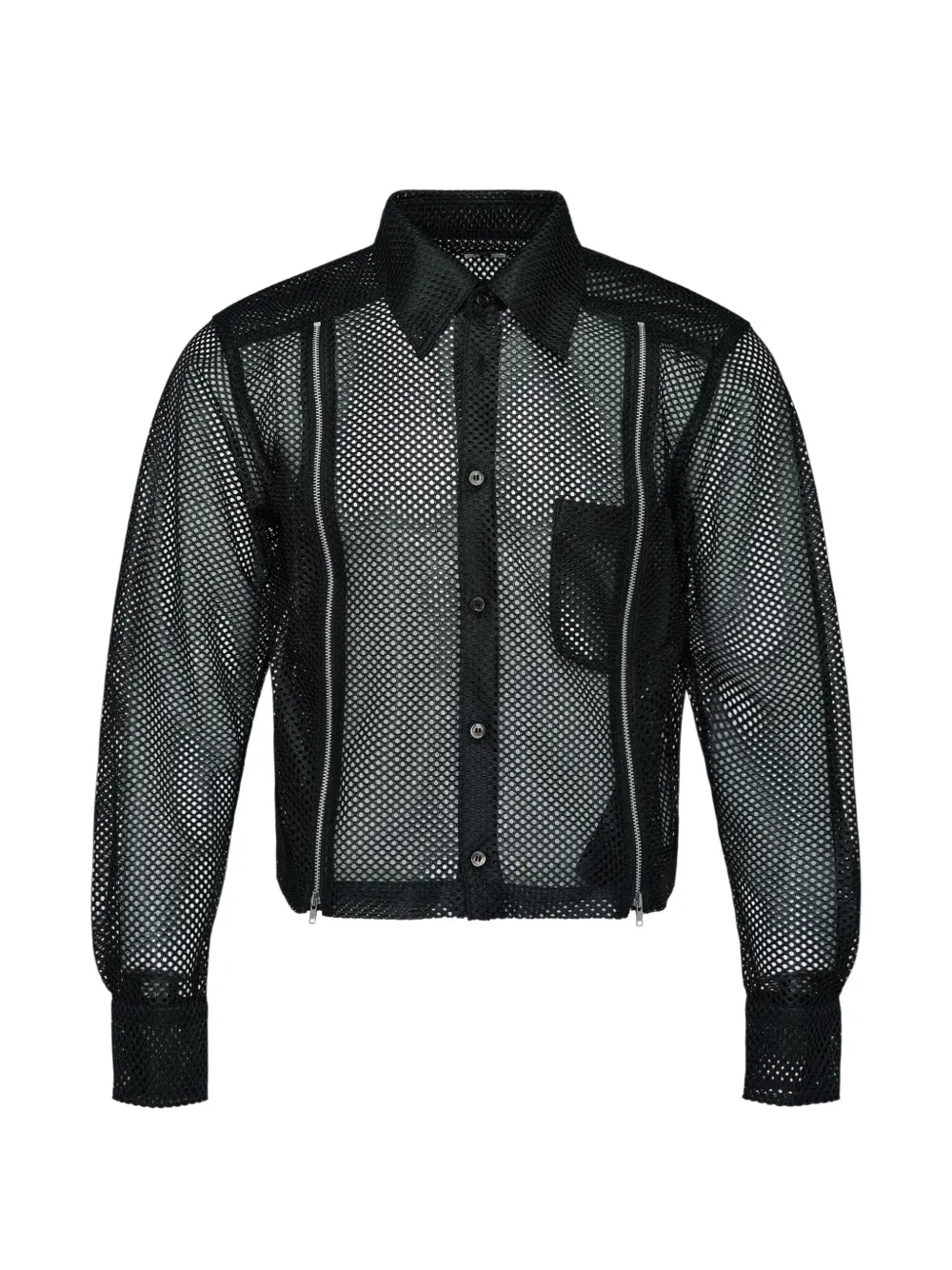 Comme des Garçons Homme Plus zip-detail mesh shirt - Black