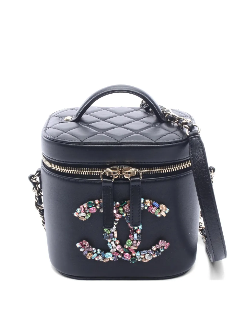 CHANEL Pre-Owned 2020-2021 Crystal Mania matelassé bucket bag - Black